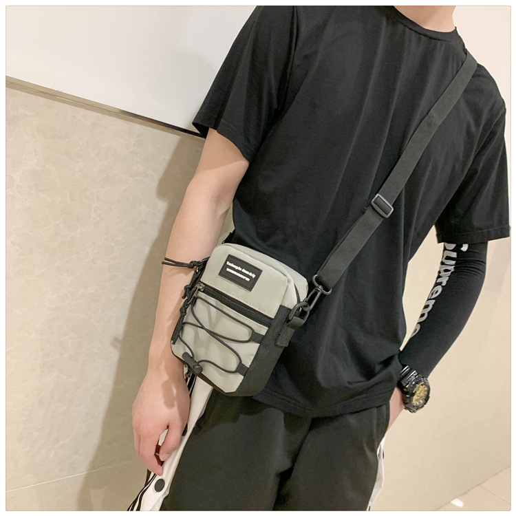 67g Weight Zipper Closure Type Single Shoulder Strap Strap Type Crossbody Bag Bags Type Nylon Material Letter Pattern Streetwear Style Square Shape Khaki, Light Grey, White, Black Color Small Size Small Nylon Letter Streetwear Square Zipper Crossbody Bag 19