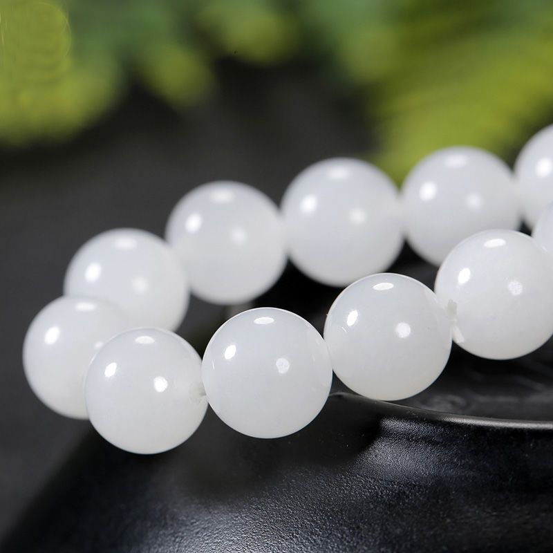 Vòng tay ngọc bích Hetian Tân Cương tự nhiên 12mm