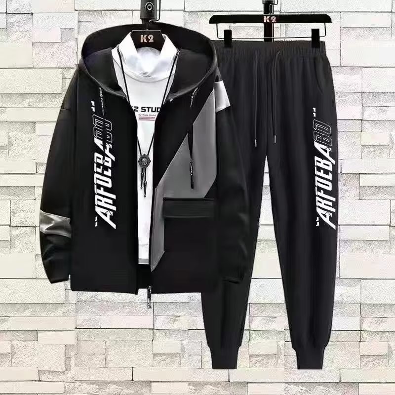 001 Herren-Sportset Herbst Neuer koreanischer Stil Trendiger lockerer Farbverlauf Hoodie Sweatshirt mit lässiger langer Hose_voghion.com