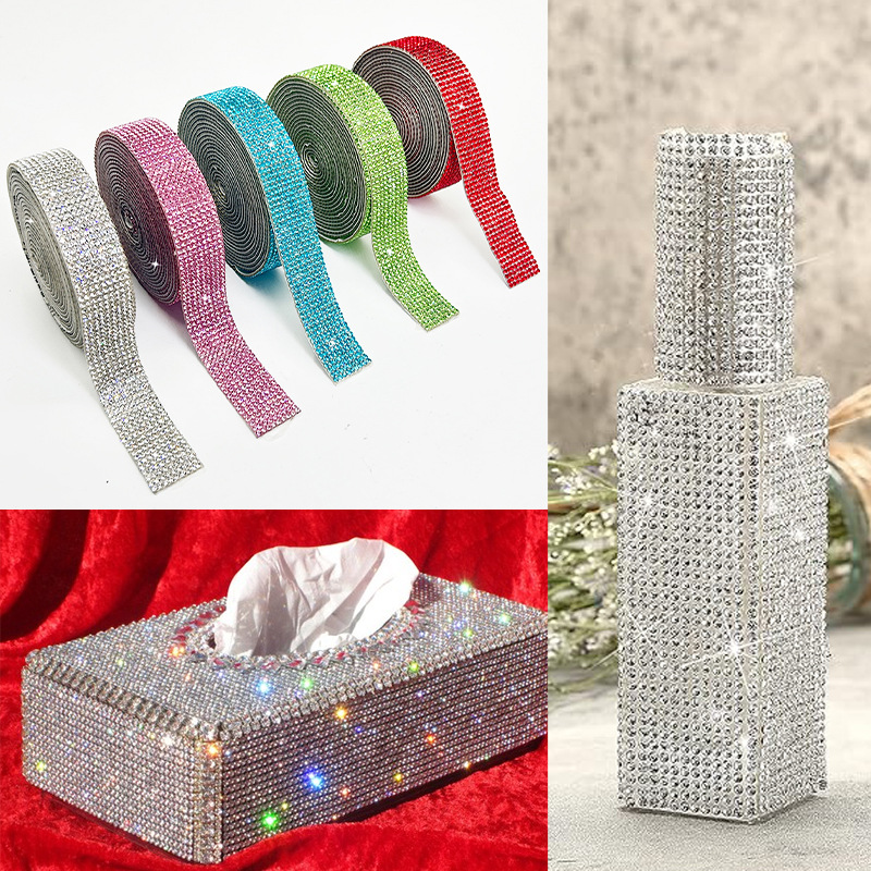 Tela de diamantes de imitación, cinta de diamantes de imitación de vidrio, accesorios de ropa, tiras de diamantes, decoración del hogar, fila de diamantes, accesorios de joyería, diamantes de imitación, diamantes de flash autoadhesivos