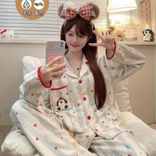 2025年秋冬季新款爆款羊绒甜美卡通休闲长袖两件套女生家居服套装