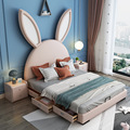 工厂直销简约现代公主床少女心网红兔子床1.8米双人床1.2米儿童床