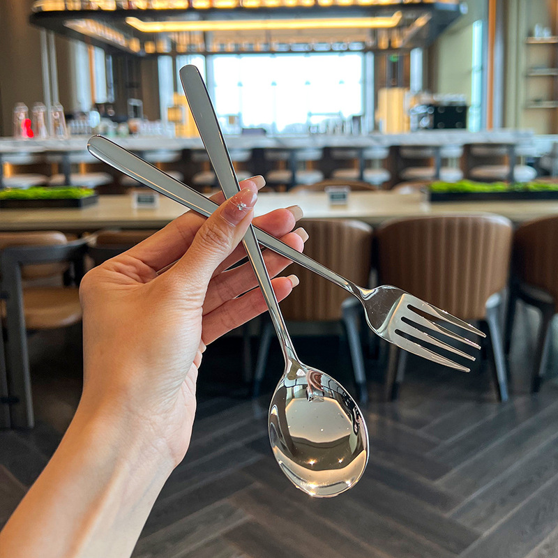 304 Stainless Steel Spoon and Fork for Adults, Stainless Steel Soup Spoon, Trendy Restaurant Hotel Simple Dessert Spoon and Fork 304 Stainless Steel Spoon and Fork for Adults, Stainless Steel Soup Spoon, Trendy Restaurant Hotel Simple Dessert Spoon and Fork