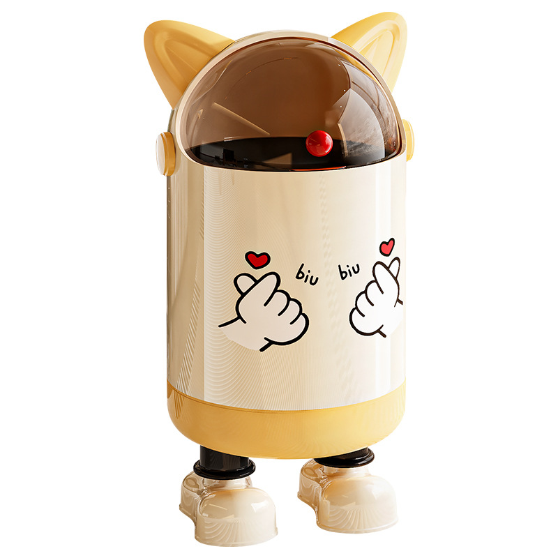 Bote de Basura de Doble Capa con Tapa y Orejas de Gato, Abatible y de Gran Capacidad para Sala de Estar y Dormitorio