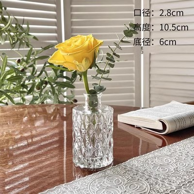 Retro repujado mini florero transparente hidropónico flor arreglo florero de cristal salón aromaterapia botella adornos Decoración