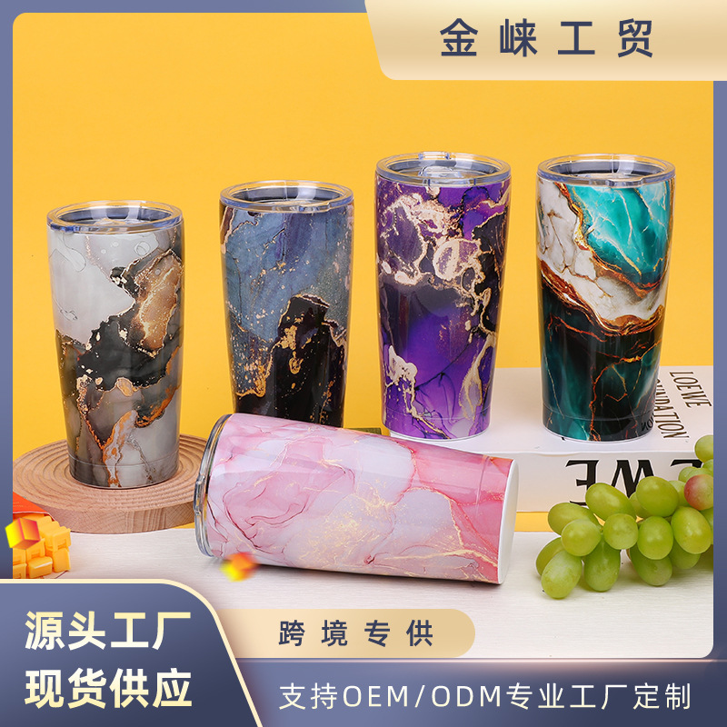 跨境新品20oz炫彩冰霸杯爆款304不锈钢便携简约保温保冷水杯定制