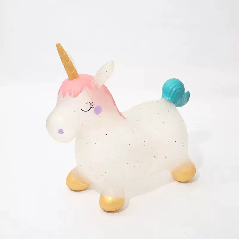 透明亮片独角马热卖大号跳跳马充气马加厚加粗儿童玩具地摊批发