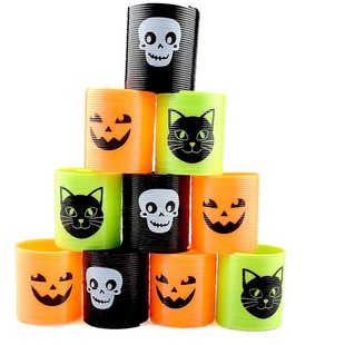 Novelty Halloween Rainbow Circle Black Cat Plastic Spring Circle Pumpkin Skull Stacking Children's Ghost Festival Toy