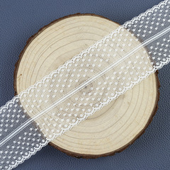 White lace trim, nylon non-stretch, handmade DIY knitted embroidery fabric, home decor curtains, and accessory trim
