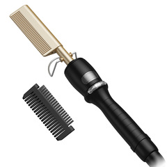 乾濕兩用電捲髮梳銅梳捲髮棒家用卷直多功能劉海直發梳鬍子梳批發