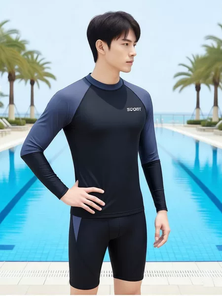 Teenage boys and middle school students split long sleeve pants sunscreen quick-drying professional training swimming suit wholesale