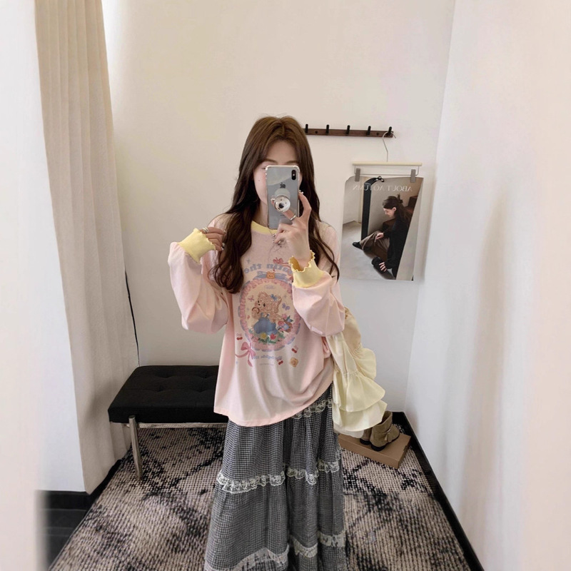 AE 韓国スパンコールクマラグランスリーブ薄型スリム長袖 Tシャツ女性の夏多用途ルーズブラウストップ 516|undefined