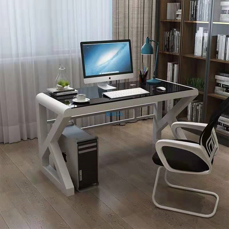 Simple Modern Computer Desk Desktop Table Home Desk Tempered Glass Office Desk Multi-Functional Writing Desk Study Table