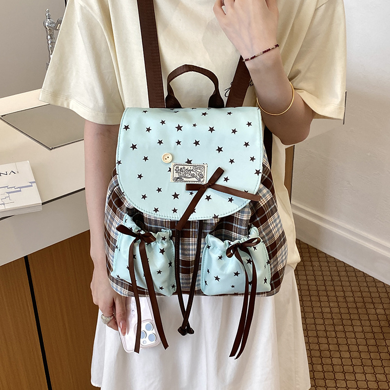 Hermosa estrella arco mochila para hombres y mujeres, mochila verde menta 2026 nueva mochila infantil