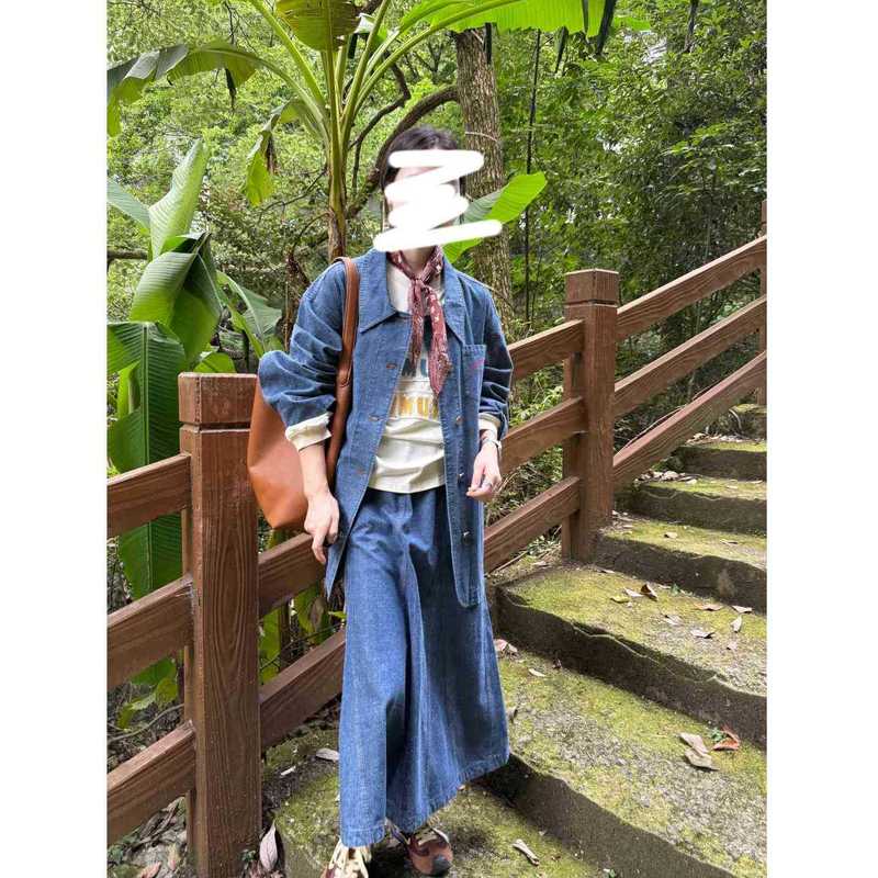 2025新款慵懒风设计感牛仔外套宽松显瘦减龄半身裙两件套|undefined