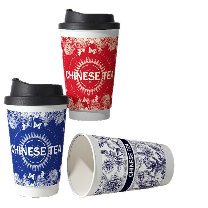 Taza de papel de té con leche de celebridades de Internet original, taza de papel de bebida caliente con logotipo personalizado, taza de café gruesa hueca de doble capa, tienda comercial de té con leche