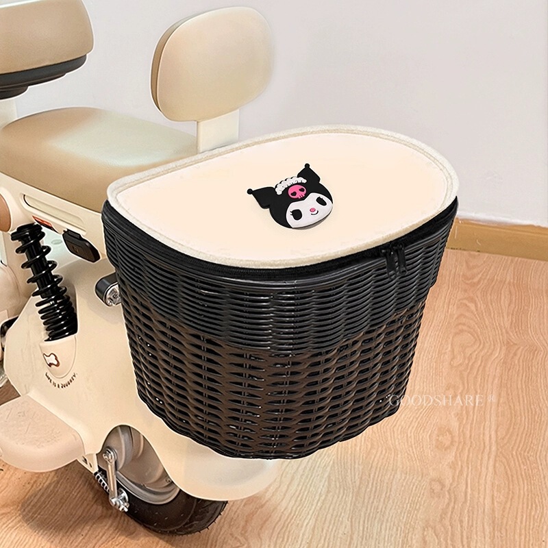 電気自動車リアバスケットカバー付きかわいい漫画バッテリーオートバイリアテール防水ヘルメット充電器収納バスケット|undefined