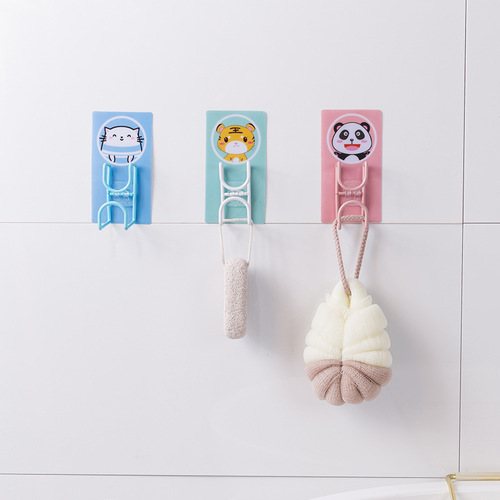 Toilet sink cup hooks cartoon cute no drilling sink holder storage organizer bathroom towel rack wholesale