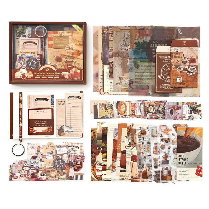 Serie de impresión natural retro cálida caja de regalo de cuentas de mano en flores románticas Inglés material de pegatinas conjunto transfronterizo image 8