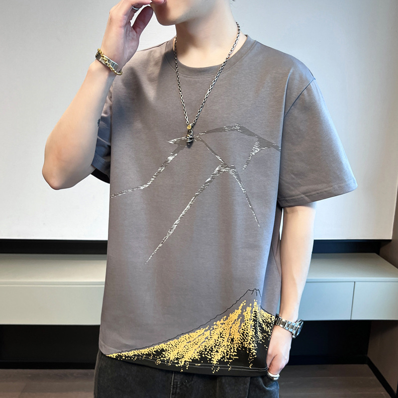 Camiseta de manga corta para hombres de verano nueva camiseta de algodón transpirable de cuello redondo tendencia de moda en la ropa de media manga