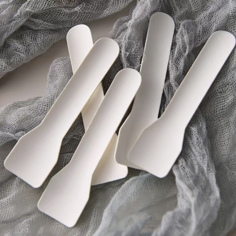 Environmentally Friendly, Biodegradable Disposable Small Paper Spoons, 100 Pieces in a Pack, Portable, Suitable for Kfc Dining and Tasting, Reinforced Dessert Spoons