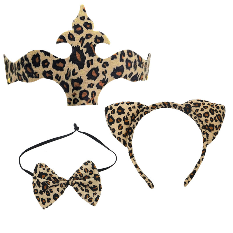 Ventas transfronterizas calientes gafas de leopardo media cara máscara de baile de leopardo gato orejas de cabello bandas de ojos decoración props de fiesta TK