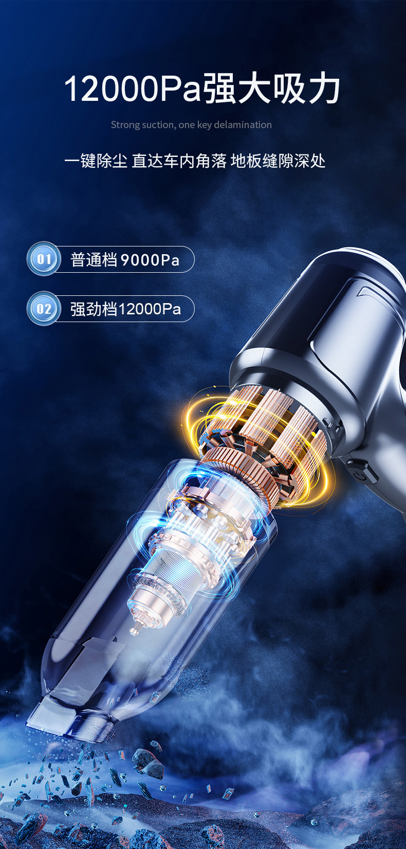 Car Vacuum Cleaner Suction and Blowing All-In-One Brushless Dual-Purpose Car Cross-Border Handheld Wireless Large Suction Car Multi-Function