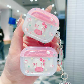 可爱粉嘟嘟kt猫适用airpods4代保护套二代3代pro2苹果蓝牙耳机壳