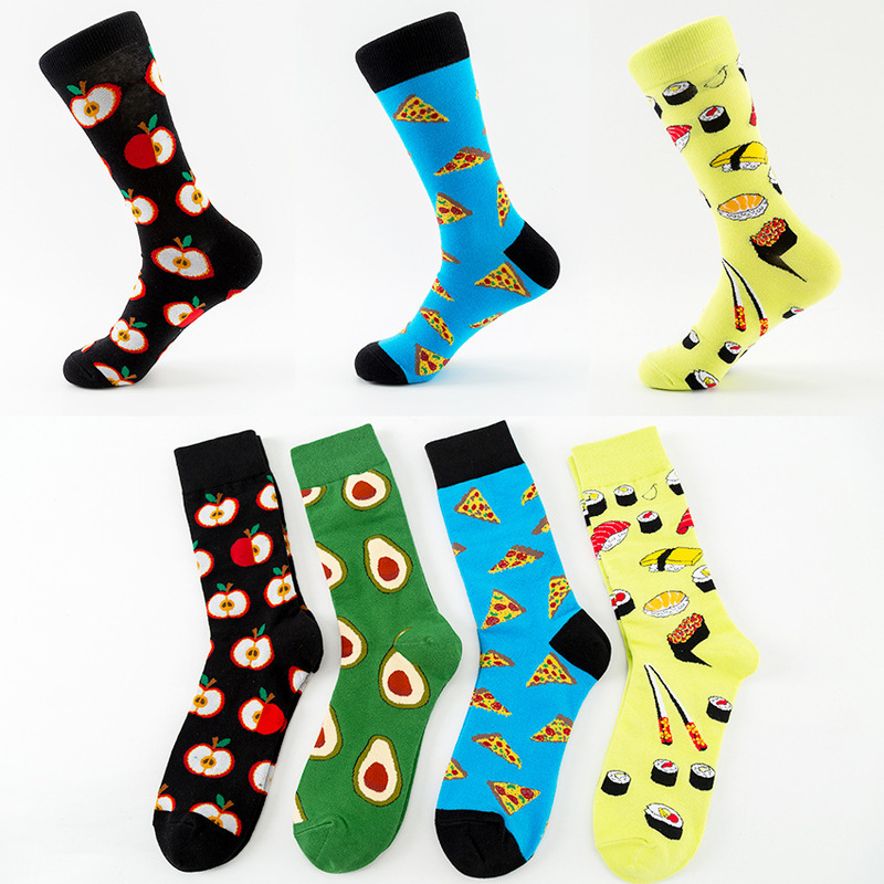 Plus size cotton socks men's stockings spring and autumn leisure sports European and American style food icon style