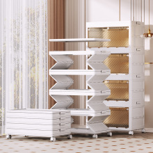 一体拉伸带柜门多层折叠收纳柜客厅免安装衣服儿童储物置物衣柜
