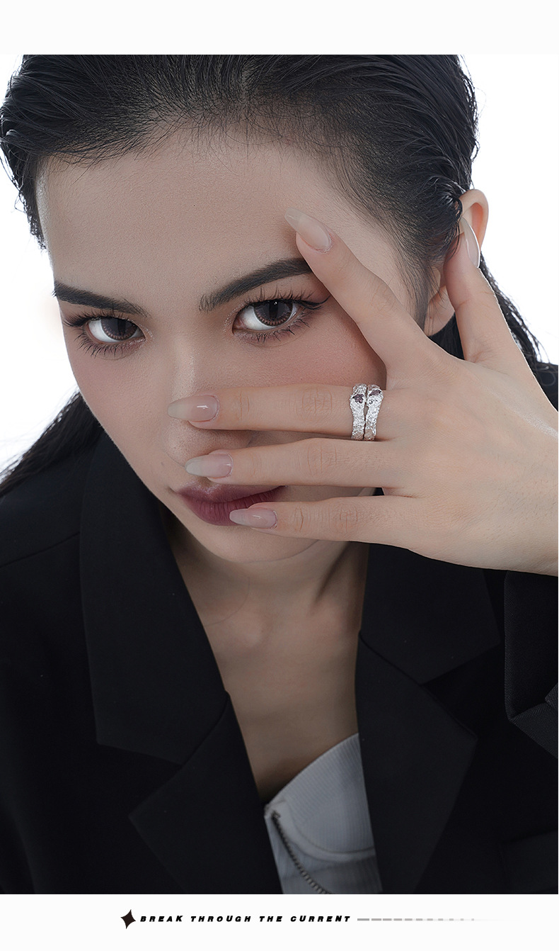 Fashion Geometric Sterling Silver Plating Horse Eye Stone Open Ring 1 Piece