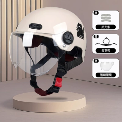 Motosiklet kaskı (dəbilqə) – Electric Vehicle Helmet - khaki-black-cat-transparent-short-class-a-new-national-standard-3c