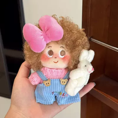 Plush Doll Pendant with Pluş açarlıqlar - white-rabbit-blue-velvet-pants-khaki-explosion-pendant