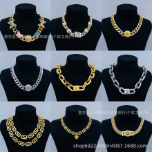 范家项链/F家美杜莎人头粗链子蝴蝶滴胶珐琅配件高版本新款项链女