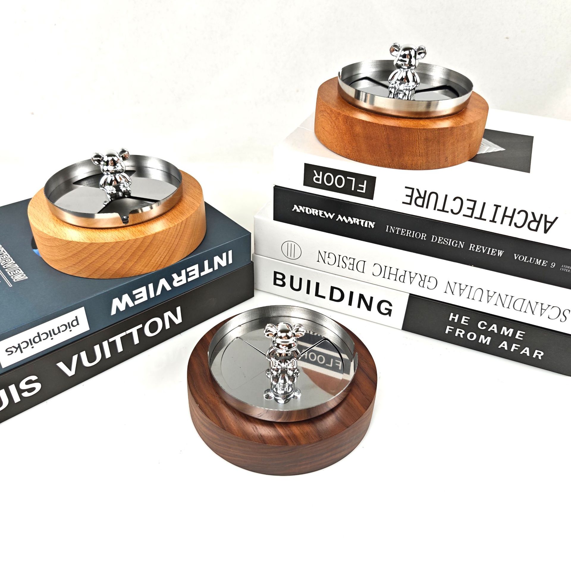 Ceniciero giratorio de nuez negra creativo para el hogar sala de estar de hotel sala de reuniones de cigarrillos adornos regalos de madera