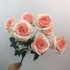 7头保加利亚玫瑰把束仿真花跨境外贸假花婚庆礼堂家居装饰手捧花