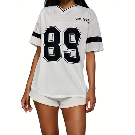 Summer European and American New INS Simple Street All-match Casual Loose Letter Printing Short-sleeved T-shirt Women's Clothing