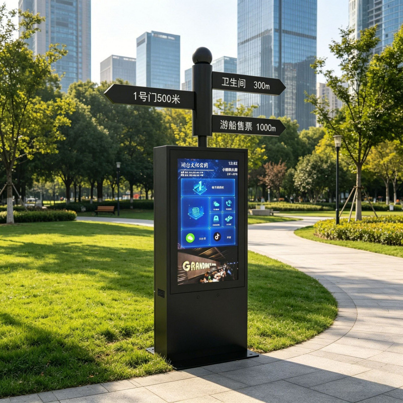 Intelligent rotating directional sign, smart outdoor interactive advertising machine, interactive touch electronic wayfinding platform signage