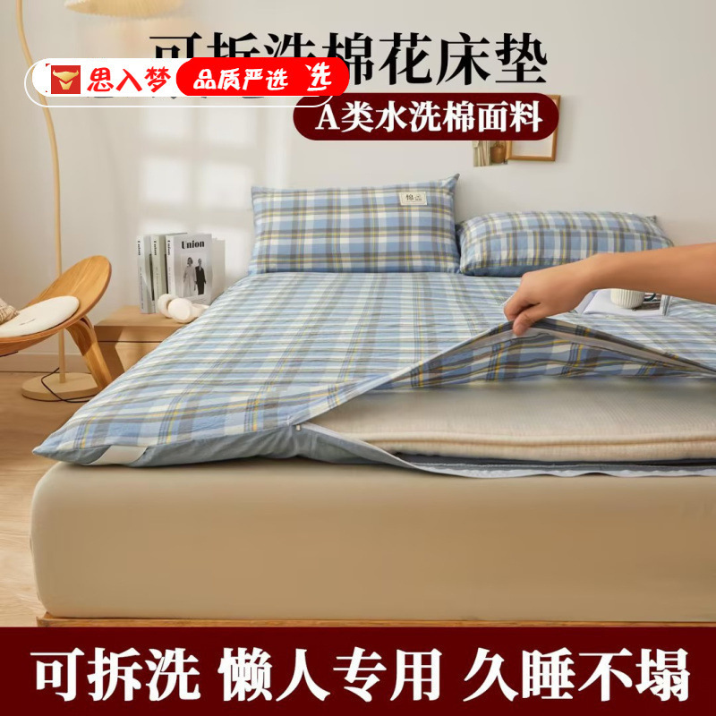 Winter Mixed Cotton Soft Mattress Student Dormitory Mattress Thickened Warm Pad Bedroom Mattress Cover Removable and Washable