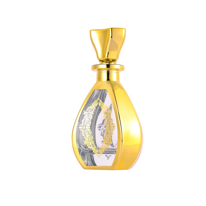 Botella de difusión de vidrio árabe botella de perfume 150ml botella de exhibición de aceite esencial chapado en oro botella de vidrio fragrante botella dividida