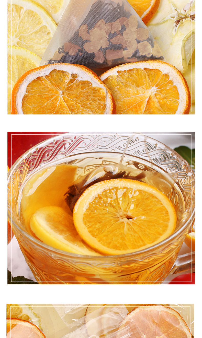 Hot Apple Orange Lemon Black Tea Bags 150g Winter Fruit Tea 15g x 10 Packs preparation