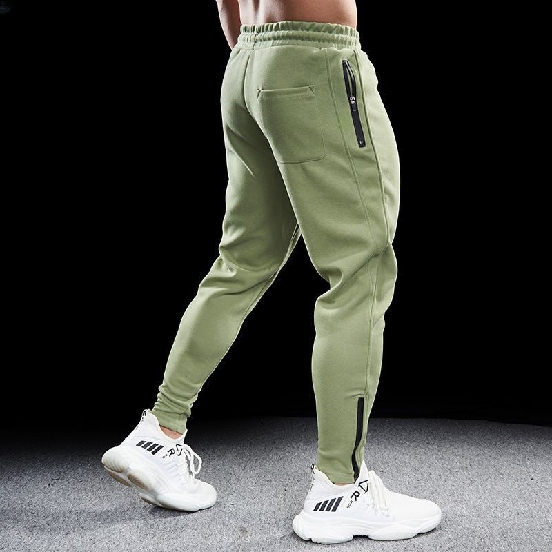 Otoño y invierno para hombres deportivos fitness ocio delgado elástico pantalones de correr para hombres con cremallera nuevos pantalones