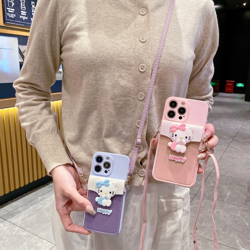 Happy KT mobile phone case for VIVO X100 Y02A Y35 + cross-border S15PRO crossbody change card holder
