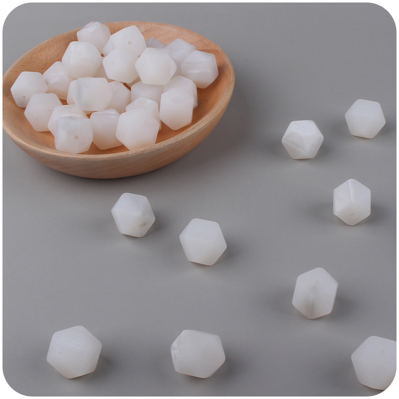 14mm octogonal cuentas de silicona molar juguetes DIY bebé suministros pulsera mordedor chupete cadena collar accesorios la joyería