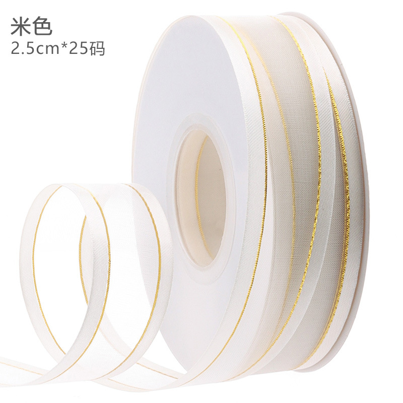 2,5 cm borde ancho hilo de nieve regalo embalaje cinta Ropa Accesorios cinta al por mayor flor embalaje cinta personalización