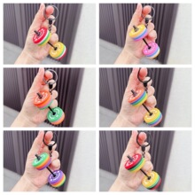 创意迷你健身杠铃钥匙扣书包挂件运动模型汽车包包钥匙链挂饰礼品