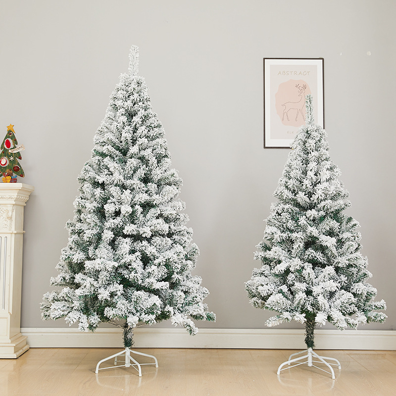 圣诞树桌面f发光小圣诞树60cm白色植绒树仿真落雪圣诞树雪松树
