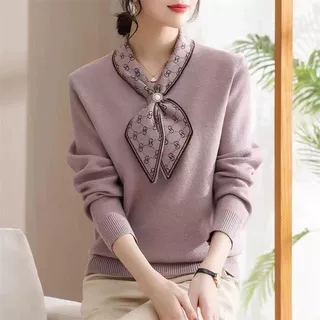 2025秋冬妈妈装针织衫女高贵洋气中年毛衣秋冬宽松遮肚打底衫上衣