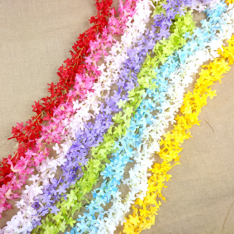 Lilac Fake Vine Artificial Plastic Flower String Garland Indoor Ceiling Air Conditioner Pipe Wrap Wholesale_maomaolike.com