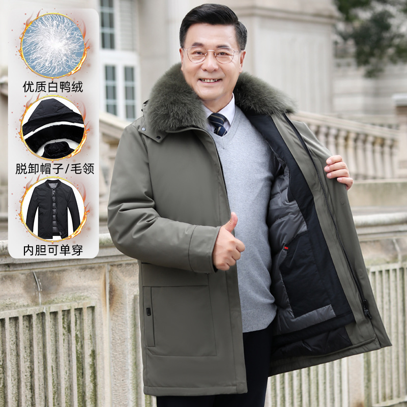 High-end down jacket for middle-aged and elderly men's dad thickened mid-length men's parka jacket plus size 2023 winter coat High-end down jacket for middle-aged and elderly men's dad thickened mid-length men's parka jacket plus size 2023 winter coat
